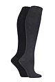 Women's 2 Pair Elle Plain Bamboo Knee Highs - Grey
