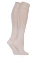 Women's 2 Pair Elle Plain Bamboo Knee Highs - Neutrals