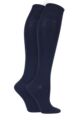 Women's 2 Pair Elle Plain Bamboo Knee Highs - Navy