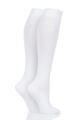 Ladies 2 Pair Elle Plain Bamboo Knee Highs - White