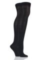Ladies 2 Pair Elle Plain Bamboo Over The Knee Socks - Black