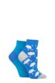 Ladies 2 Pair Elle Bamboo Anklet Socks - Blue Sky