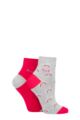 Ladies 2 Pair Elle Bamboo Anklet Socks - Bright Rainbow