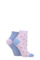 Ladies 2 Pair Elle Bamboo Anklet Socks - Bluebell