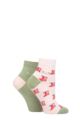 Ladies 2 Pair Elle Bamboo Anklet Socks - Meadow