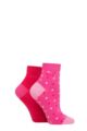Ladies 2 Pair Elle Bamboo Anklet Socks - Cherry Fizz Hearts