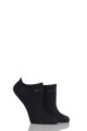 Ladies 2 Pair Elle Plain, Patterned and Striped Bamboo No Show Socks - Black