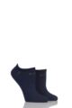 Ladies 2 Pair Elle Plain, Patterned and Striped Bamboo No Show Socks - Navy