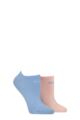 Women's 2 Pair Elle Plain, Patterned and Striped Bamboo No Show Socks - Parisian Rose Plain