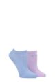 Ladies 2 Pair Elle Plain, Patterned and Striped Bamboo No Show Socks - Bluebell Plain