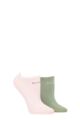 Ladies 2 Pair Elle Plain, Patterned and Striped Bamboo No Show Socks - Meadow Plain