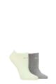 Ladies 2 Pair Elle Plain, Patterned and Striped Bamboo No Show Socks - Keylime Pie Plain