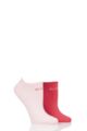 Ladies 2 Pair Elle Plain, Patterned and Striped Bamboo No Show Socks - Strawberry Sorbet Plain
