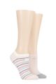 Ladies 2 Pair Elle Plain, Patterned and Striped Bamboo No Show Socks - Sweet Bonbon Striped
