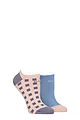 Women's 2 Pair Elle Plain, Patterned and Striped Bamboo No Show Socks - Parisian Rose Patterned