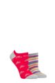 Women's 2 Pair Elle Plain, Patterned and Striped Bamboo No Show Socks - Bright Rainbow Patterned