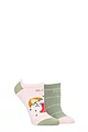 Women's 2 Pair Elle Plain, Patterned and Striped Bamboo No Show Socks - Meadow Patterned