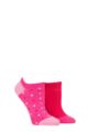 Ladies 2 Pair Elle Plain, Patterned and Striped Bamboo No Show Socks - Cherry Fizz Patterned