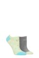 Ladies 2 Pair Elle Plain, Patterned and Striped Bamboo No Show Socks - Keylime Pie Patterned
