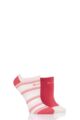 Ladies 2 Pair Elle Plain, Patterned and Striped Bamboo No Show Socks - Strawberry Sorbet