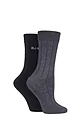 Women's 2 Pair Elle Ribbed Bamboo Boot Socks - Black