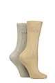 Women's 2 Pair Elle Ribbed Bamboo Boot Socks - Classic Beige