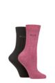 Ladies 2 Pair Elle Ribbed Bamboo Boot Socks - Smokey Pink