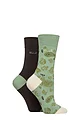 Women's 2 Pair Elle Bamboo Patterned and Plain Socks - Forager