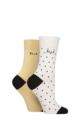 Women's 2 Pair Elle Bamboo Patterned and Plain Socks - Daisy Dream