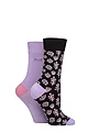 Women's 2 Pair Elle Bamboo Patterned and Plain Socks - Soft Pastel