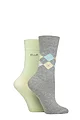 Women's 2 Pair Elle Bamboo Patterned and Plain Socks - Keylime Pie