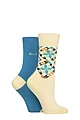 Women's 2 Pair Elle Bamboo Patterned and Plain Socks - Storm