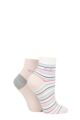 Ladies 2 Pair Elle Bamboo Striped and Plain Socks - Sweet Bonbon Anklet
