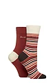 Women's 2 Pair Elle Bamboo Striped and Plain Socks - Wild Poppy