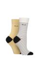 Women's 2 Pair Elle Bamboo Striped and Plain Socks - Daisy Dream