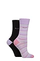 Women's 2 Pair Elle Bamboo Striped and Plain Socks - Soft Pastel