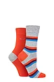 Women's 2 Pair Elle Bamboo Striped and Plain Socks - Rust
