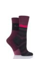 Ladies 2 Pair Elle Bamboo Striped and Plain Socks - Love Potion