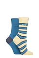 Women's 2 Pair Elle Bamboo Striped and Plain Socks - Storm