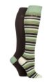 Women's 2 Pair Elle Bamboo Striped and Plain Knee High Socks - Forager
