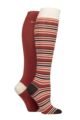 Women's 2 Pair Elle Bamboo Striped and Plain Knee High Socks - Wild Poppy