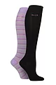 Women's 2 Pair Elle Bamboo Striped and Plain Knee High Socks - Soft Pastel