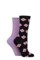 Women's 2 Pair Elle Bamboo Feather Striped Socks - Soft Pastel