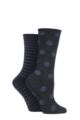 Women's 2 Pair Elle Bamboo Feather Striped Socks - Black Spot