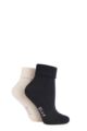 Ladies 2 Pair Elle Bamboo Ankle Socks With Cushion Sole - Black / Cream