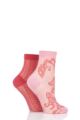 Ladies 2 Pair Elle Lacy Bamboo Anklet Socks - Sunset Sands