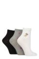 Ladies 3 Pair Elle Frill Welt Ribbed Bamboo Anklet Socks - Cherub