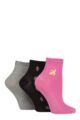 Ladies 3 Pair Elle Frill Welt Ribbed Bamboo Anklet Socks - Pink Fruits
