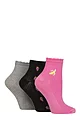 Women's 3 Pair Elle Frill Welt Ribbed Bamboo Anklet Socks - Pink Fruits