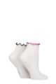 Women's 2 Pair Elle Frill Welt Bamboo Ankle Socks - White / Contrast Frill